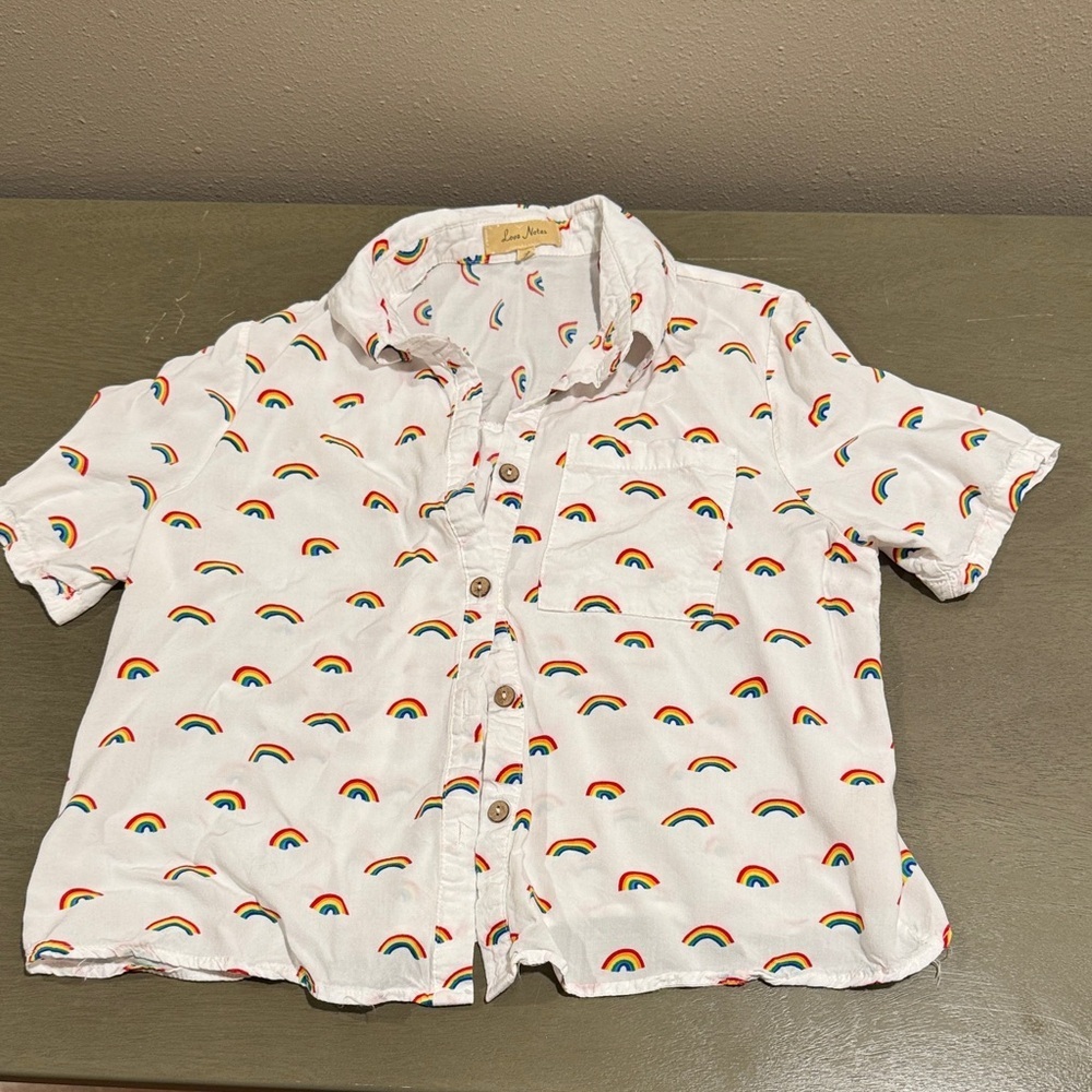 Love Notes White Shirt with Rainbow Print